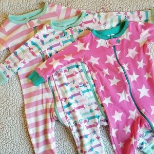 3 Baby Girl Footless Pajamas | 6-9 mos.